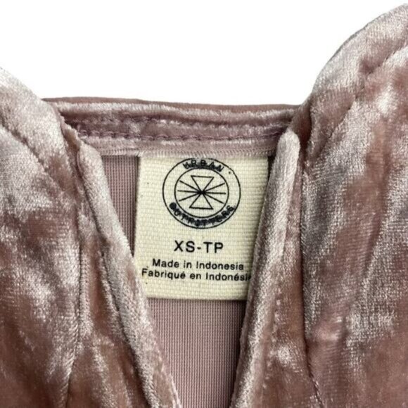 UO Velvet Puff Sleeve Bustier Blouse XS Pink - Picture 3 of 6